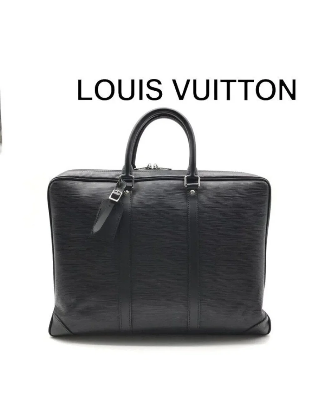 Louis Vuitton Epi Porto Document Business Hand Bag Black